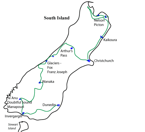 South Island map